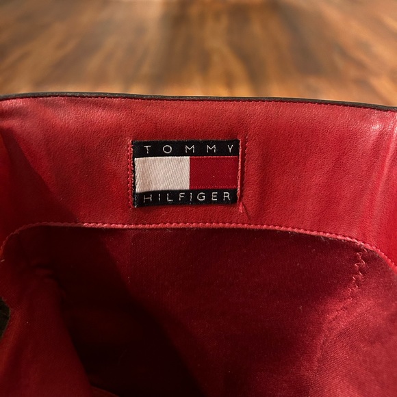 Vintage Tommy Hilfiger Heeled Leather Books Square Toe Black Size 6 - Picture 7 of 9